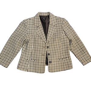 Mossino Houndstooth Short Blazer Jacket In Brown Size XL